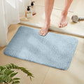 TECHMILLY Fluffy Tufting Bathroom Rug Mat 36x24, Absorbent Thick Non Slip Microfiber Mats, Quick Dry Machine Washable Bath Rug for Bathroom Floor, Bathtub and Shower, Sky Blue