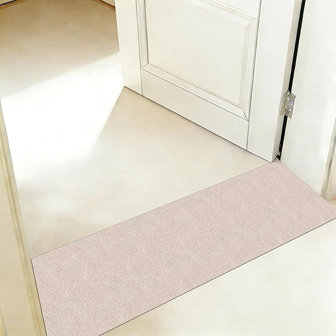 Bath Mat for Narrow Spaces, Super Absorbent Doorway Floor Mat, Non-Slip Threshold Rugs Fit for Under Door, Cuttable Ultra Thin Bath Mat for Bathroom, Kitchen and Entryway (Ivory, 31''x12'')