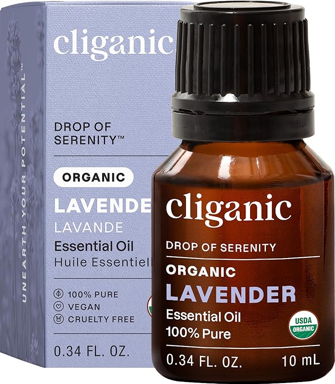 Cliganic Organic Lavender Essential Oil - 100% Pure Natural Undiluted, for Aromatherapy Diffuser | Non-GMO Verified