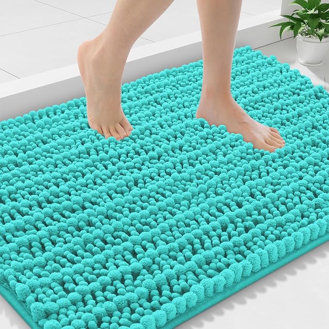 Smiry Bathroom Rugs Mat 36x24, Extra Soft Absorbent Chenille Bath Rugs, Non Slip Rubber Backing Machine Washable Quick Dry Bath Mats for Bathroom Floor, Tub, Shower, Home Decor Accessories, Turquoise