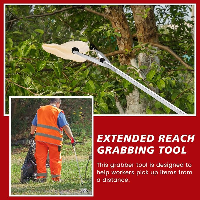 Sabary 2 Pcs 43 Inch Suction Cup Grabber Reacher Heavy Aluminum Trash Pick up Stick, Long Handy Aids Nonslip Claw Reach Tool for Elderly Pick up Trash Arm Extension Litter Picker(Red)