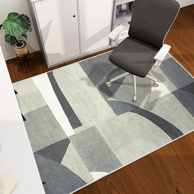 Office Chair Mat for Hardwood Floor, 60"x45" Easy Glide Computer Desk Mat Protector for Rolling Chair Under Desk Rug Nonslip Backing, Machine Wash, (Modern)