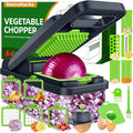 HomeHacks Vegetable Chopper Vegetable Cutter, 15 in 1 Kitchen Gadget, Dicer, Slicer, Onion Cutter, Salad, Cheese Grater & Egg Separator - Multi-Functional Veggie Chopper Lid with Handle (Green)