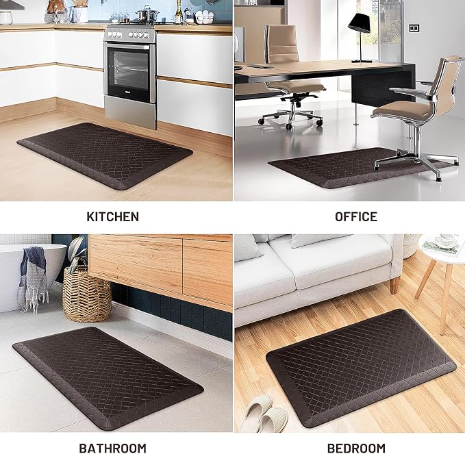 HappyTrends Kitchen Floor Mat - 4/5 Inch Thick Anti-Fatigue Kitchen Rug,Waterproof Non-Slip Kitchen Mats and Rugs Heavy Duty Ergonomic Comfort Rug for Kitchen,Office,Sink,Laundry,(22"x36", Chocolate)