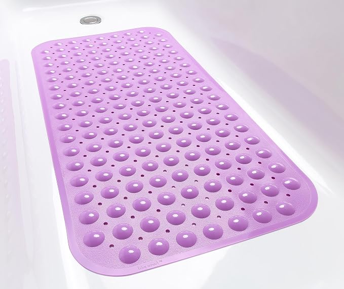 Large Non-Slip Bathtub & Shower Mat 31 inch x16 inch (Smooth/Non-Textured Tubs Only) Safe, Clean, Machine-Washable, Superior Grip&Drainage, Vinyl, Opaque Purple, Medium