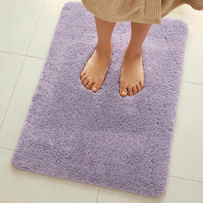 TYUU Bathroom Rugs Non Slip Washable, Ultra Soft Super Absorbent Quick Dry Small Bath Mat with Rubber Backing for Bathroom Floor, Shower, or Sink, Lavender 24" x 36"