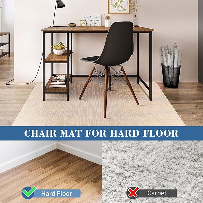 TYDLE Clear Chair Mat, 36"x48" Office Chair Mat for Hard Floor, Vinyl Mat for Gaming Chairs, Non-Slip Waterproof Floor Protector Rolling Computer Mat for Hardwood Floor, Clear