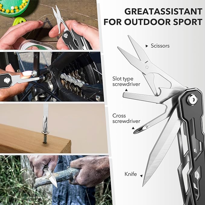 Wuwrll Multitool with Safety Locking,16-in-1 Multi Tool Stainless Steel Pocket Knife Set with Pliers, Upgrade Camping Tool Gifts for Men,for Survival, Camping, Hiking, Outdoor 10 Pcs