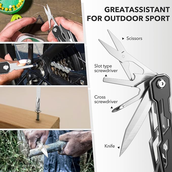 Wuwrll Multitool with Safety Locking,16-in-1 Multi Tool Stainless Steel Pocket Knife Set with Pliers, Upgrade Camping Tool Gifts for Men,for Survival, Camping, Hiking, Outdoor 6 Pcs