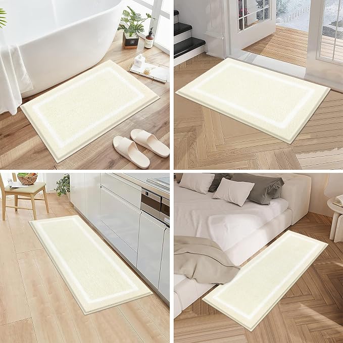 Pauwer 3 Piece Bath Mat Set, Non-Slip Plush Rugs, Absorbent Shaggy Set With U-Shaped Contour Toilet Mat for Bathroom, Bedroom, Living Room - Dusty Pink