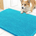 OLANLY Dog Door Mat for Muddy Paws 30x17, Absorbs Moisture and Dirt, Absorbent Non-Slip Washable Doormat, Quick Dry Chenille Mud Mat for Dogs, Entry Indoor Entryway Carpet for Inside Floor, Aqua Blue