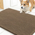 OLANLY Dog Door Mat for Muddy Paws 24x16, Absorbs Moisture and Dirt, Absorbent Non-Slip Washable Doormat, Quick Dry Chenille Mud Mat for Dogs, Entry Indoor Entryway Carpet for Inside Floor, Tan