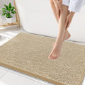 Smiry Luxury Chenille Bathroom Rugs 34x21, Extra Soft and Absorbent Shaggy Bath Mat, Machine Washable, Non-Slip Plush Carpet Runner for Tub, Shower, and Floor, Home Decor Accessories, Beige