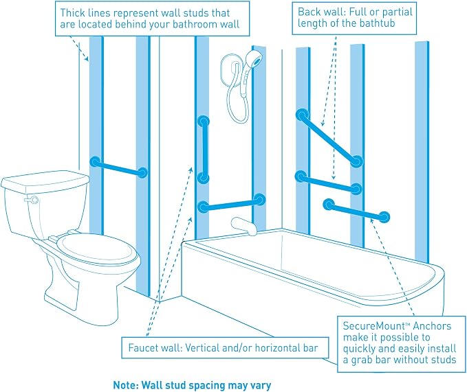 Moen Brushed Nickel 16-Inch & 24-Inch Bathroom Safety Designer Shower Grab Bars