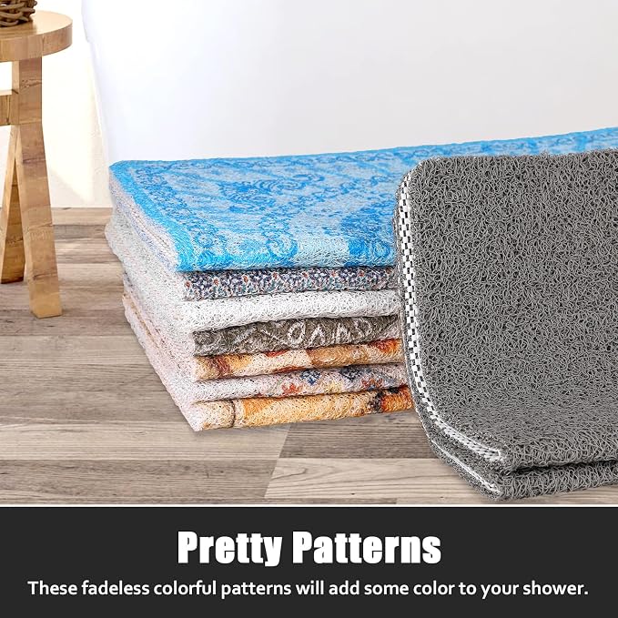 Large Shower Mat Non Slip, 36x36 Inch Shower Floor Mat with Drain Hole in Middle, Super Soft and Comfortable PVC Loofah Massage Bath Mat for Shower, Anti Slip Shower Stall Mat, Quick Drying