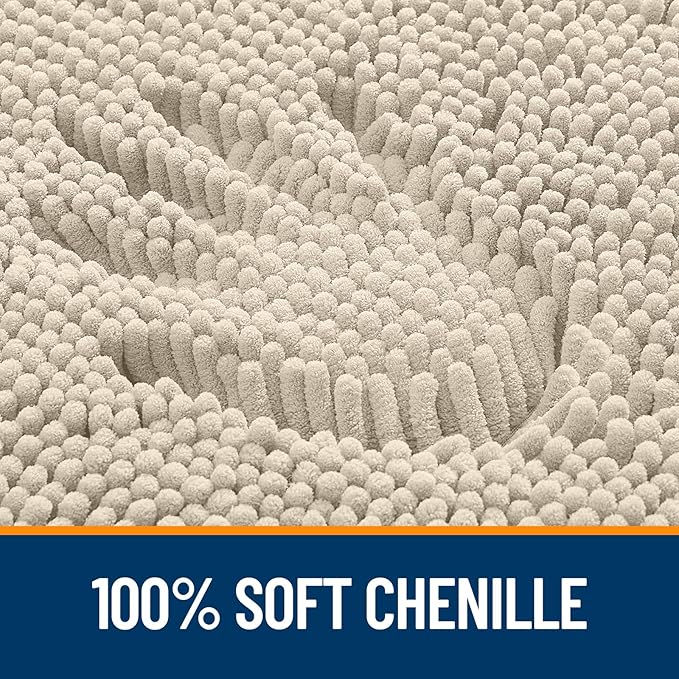 OLANLY Toilet Rugs U-Shaped 20x20, Extra Soft Absorbent Chenille Contour Bathroom Rugs for Toilet, Dry Quickly, Machine Washable, Non-Slip Bath Mat, Sand