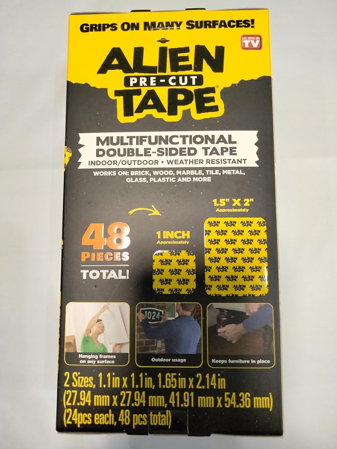 Alien Grip Rug Gripper Carpet Tape – 96 pcs, 1.5x2 and 1x1 in. Anti-Slip Hardwood, Tile Floor, No Damage - Double Sided Reusable, Non Slip Corner Rug Pads - As Seen on TV