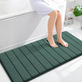 OLANLY Memory Foam Long Bathroom Rugs Runner 47x24, Super Soft Absorbent Bath Mat, Quick Dry, Machine Washable Shower Rugs, Bathmat Carpet, Bathroom Home Decor Accessories, Blackish Green