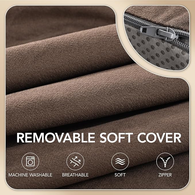 SofGlowly Lumbar Support Pillow for Recliner,Large Memory Foam Back Support Cushion for Sofa & Gaming Chair, Ergonomic Backrest Pillow Comfortable Couch Cushion with Machine Washable Cover,Coffee