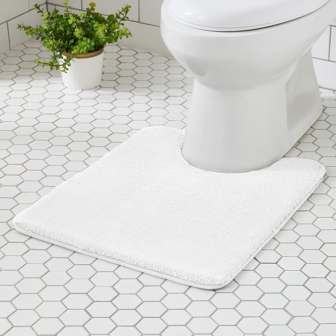 MINIDEAR Bathroom Rugs 24x20 Pure White - Thick Memory Foam Bath Mat, Ultra Soft & Plush Fluffy, Non-Slip, Quick Dry, Absorbent Washable Floor Mat for Tub, Toilet, Home Decor Accessories