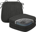 baibu Kitchen Chair Cushions Set of 4, Dual-Layer Patented Design Memory Foam Dining Chair Pads with Ties and Washable Cover, 4 Pack, 17" x 16" x 2", Black