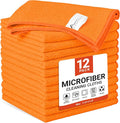 SIFANGKE Microfiber Cleaning Cloth, 12 Pack Orange Cleaning Rags for Housekeeping, Reusable Microfiber Towels for Car, Kitchen, Bathroom and Household Cleaning Supplies, 11.8"X11.8"