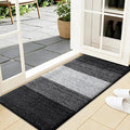Kitinjoy Indoor Outdoor Door Mat, 44x24 Non-Slip Absorbent Dirt Trapper, Low-Profile Washable Inside Entrance Front Floor Mat, Sturdy Soft Entry Doormats for Entryway, Black