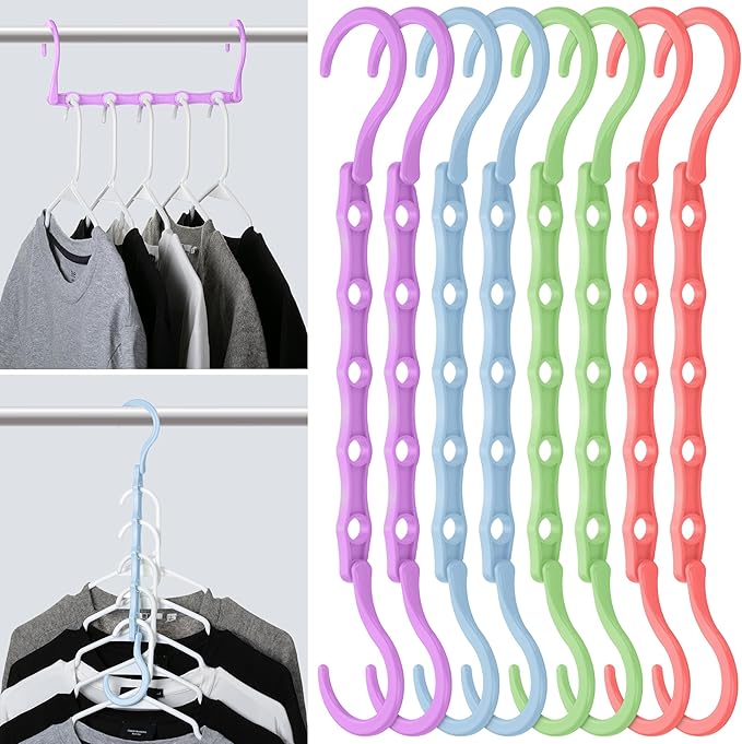Mr. Pen- Space Saving Hangers, 8 pcs, 360° Rotating Hooks, Magic Cascading Hanger Organizer with 5 Enclosed Slots, Closet Organizers and Storage for Clothes, College Dorm Room Essentials