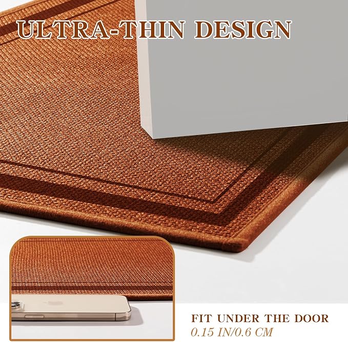 chakme Bathroom Rugs Mat 32x17, Ultra Thin Non Slip Bath Mat Quick Dry Absorbent Bath Mat for Bathroom, (Orange, 32"x17")