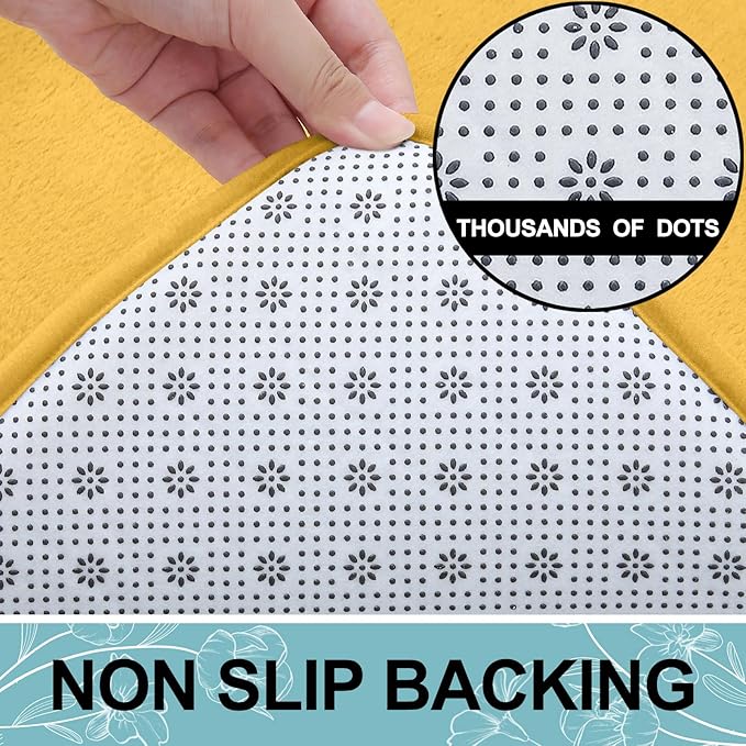 Smiry Memory Foam Bath Mat 59x20, Extra Soft and Absorbent Bathroom Mats, Non Slip Washable Carpet for Floor, Shower and Tub, Yellow