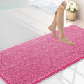 Smiry Luxury Chenille Bathroom Rugs 59x24, Extra Soft and Absorbent Shaggy Bath Mat, Machine Washable, Non-Slip Plush Carpet Runner for Tub, Shower, and Floor, Home Decor Accessories, Hot Pink