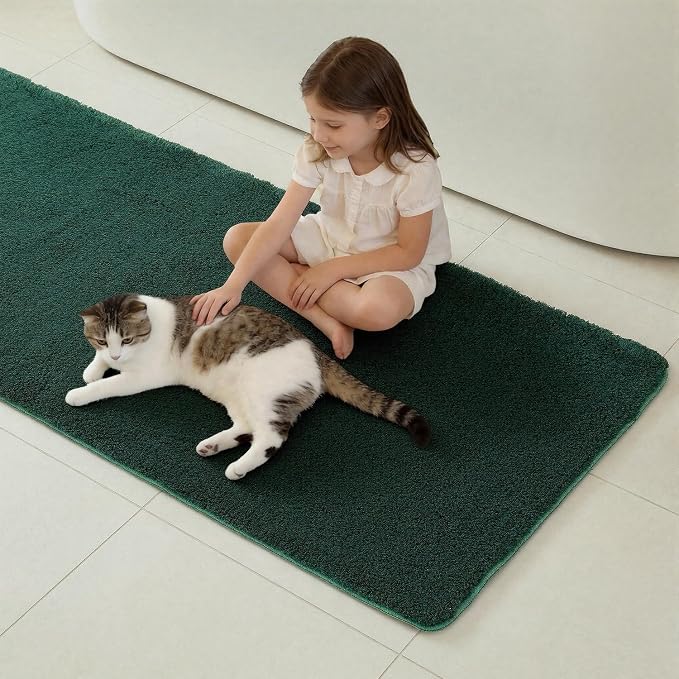 TYUU Large Bathroom Rugs, Ultra Soft Super Absorbent Bath Rugs Non Slip Washable Quick Dry Bath Mat with Rubber Backing for Bathroom Floor, Shower, or Sink, Dark Green 3' x 4'
