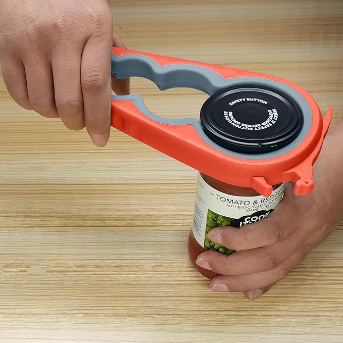 Otstar Jar Opener Bottle Opener and Can Opener for Weak hands, Seniors with Arthritis and Anyone with Low Strength, Mutil Jar Opener Get Lids Off Easily (Orange)