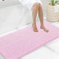 Smiry Luxury Chenille Bathroom Rugs 47x20, Extra Soft and Absorbent Shaggy Bath Mat, Machine Washable, Non-Slip Plush Carpet Runner for Tub, Shower, and Floor, Home Decor Accessories, Pink
