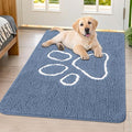 Smiry Dog Door Mat for Muddy Paws, Absorbent Dirt Trapper Non Slip Quick Dry Washable Chenille Mat for Mud Dogs, Entry Rug for Indoor and Outdoor (40x32 Inches, Airy Blue and White)