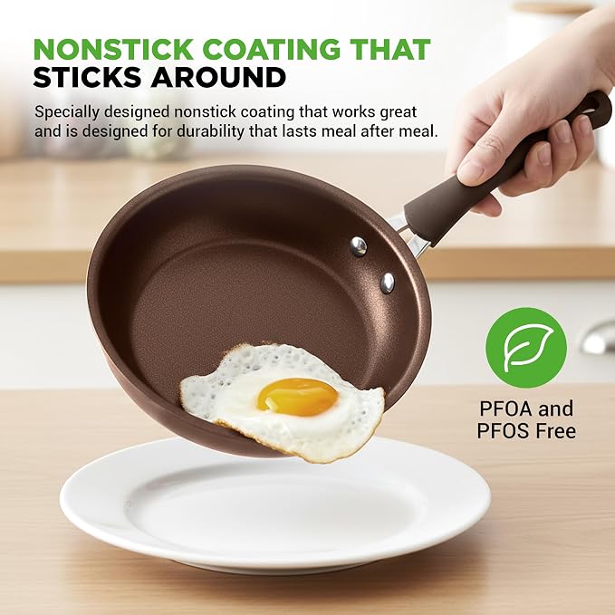 NutriChef 14-Piece Nonstick Brown Cookware Set - Scratch-Resistant Kitchen Pots and Pans with Lids & Utensils, For All Cooktops - NCCW14SBR