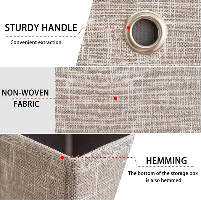 Foldable Storage Cubes Bins ,11 Inch Cloth Storage Cube Fabric Storage Box Cubes Organizer Baskets with Handles for Home Organizer Set of 6 (Cowboy Grey)