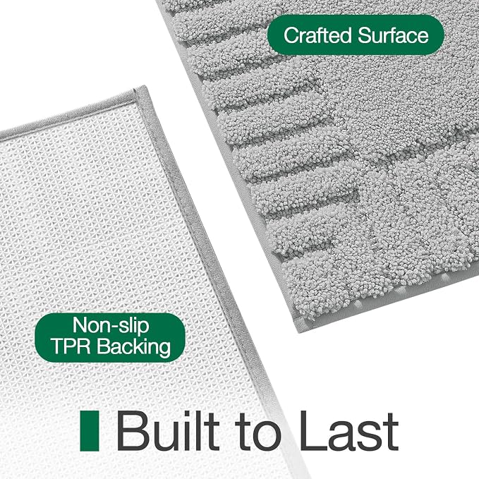 LUMI Bathroom Rugs Non Slip with Rubber Backing, Extra Soft Plush Microfiber Bath Rug Absorbent, Machine Washable Bath Mat Quick Dry for Tub, Shower, Hotel, Light Grey, 24"x36"
