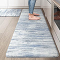 KIMODE Anti Fatigue Kitchen Mat, 20"x47"+20"x32" Boho Abstract Kitchen Rugs Sets of 2, Non-Slip Kitchen Mats for Floor, Cushioned Kitchen Floor Mats for Sink Laundry Office Desk Multi-Blue