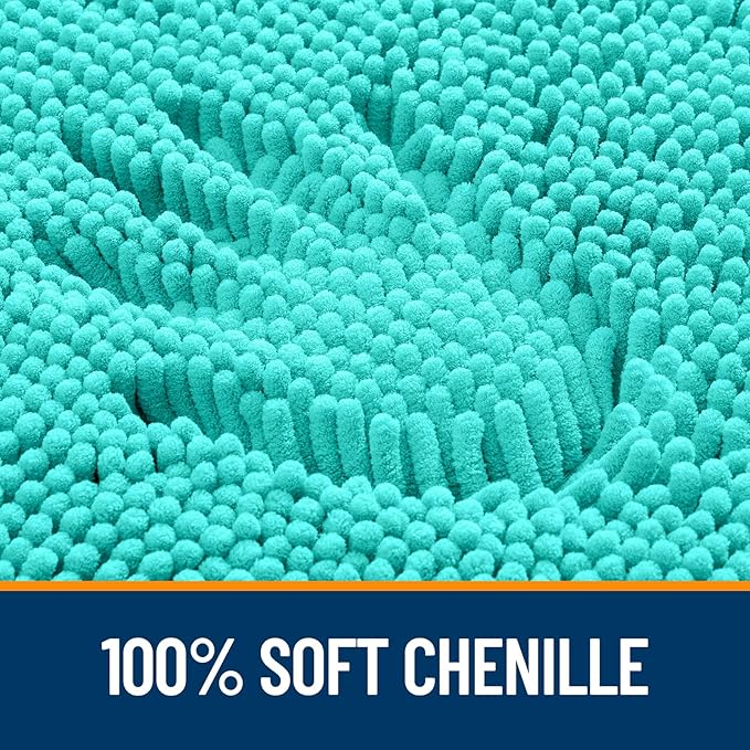 OLANLY Bathroom Runner Rugs 70x24, Extra Soft Absorbent Chenille Bath Rugs, Rubber Backing Quick Dry, Machine Washable Long Bath Mats for Bathroom Floor, Tub and Shower, Home Decor Accessories, Teal