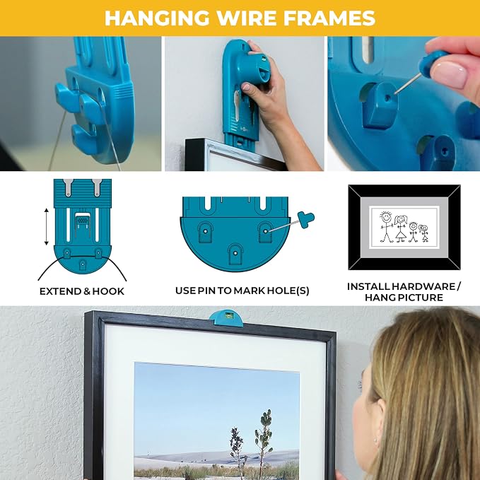 Go Hang It! Pro, All-in-One Picture Hanging Kit - Picture Leveling and Hanging Tool - Hang Sawtooth/Wire Hangers - Wall Hanging Kit and Level Tool - Hardware Case with 85-Piece Hanging Essentials