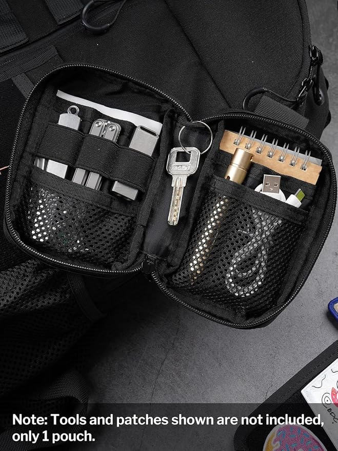 VIPERADE VE26 EDC Pouch Organizer with 11 Compartments, Small Tool Pouch with DIY Patches Area, EDC Pocket Organizer for Mutitools