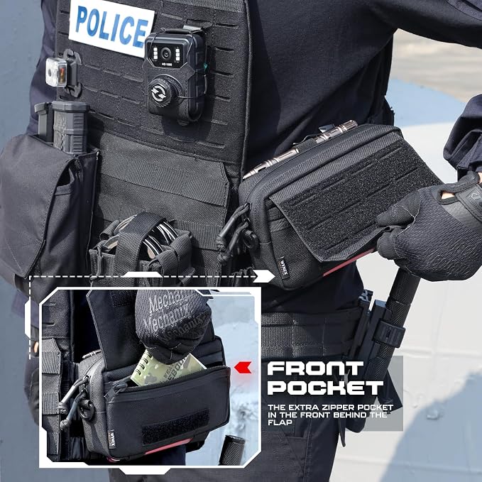 WYNEX Tactical Molle Admin Pouch,Tactical EDC Bag Utility Laser Cut EDC Tool Pouch Bag Annexes with American Flag