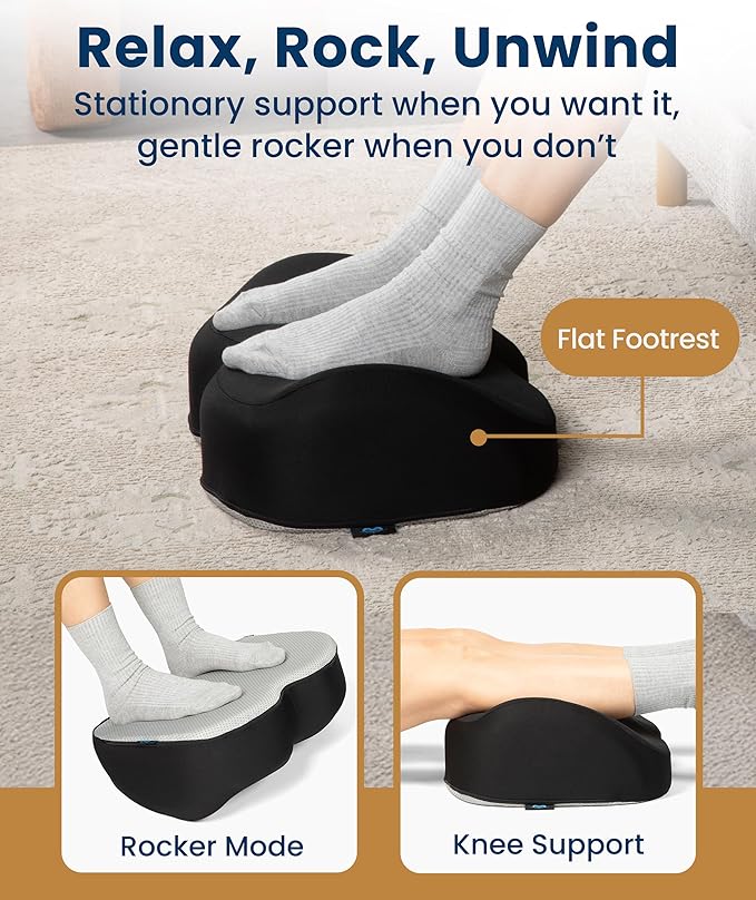 Everlasting Comfort Foot Rest for Under Desk at Work - Memory Foam Office Foot Stool & Under Desk Footrest Leg Elevation Pillow for Gaming & Home Office, Supports Posture