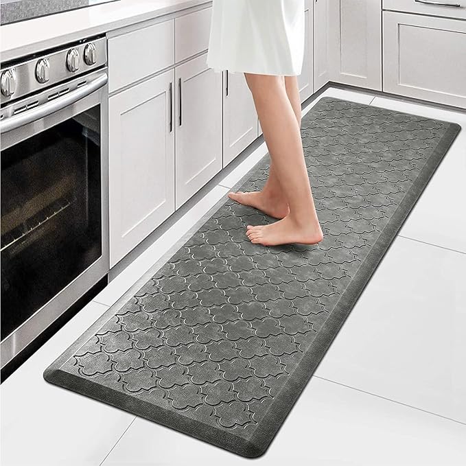 WISELIFE Kitchen Mat Cushioned Anti Fatigue Floor Mat,17.3"x60", Thick Non Slip Water Resistant Kitchen Rugs and Mats, Standing Mat for Floor,Home,Office,Desk,Sink, Grey