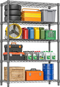 IZEUK 5-Tier Heavy Duty Metal Storage Shelving Unit, Adjustable Steel Wire Rack Shelf Organizer for Garage, Kitchen, Basement, Laundry, Office(Black, 17.7" D x 47.2" W x 72.3" H, 1750 lbs Capacity)