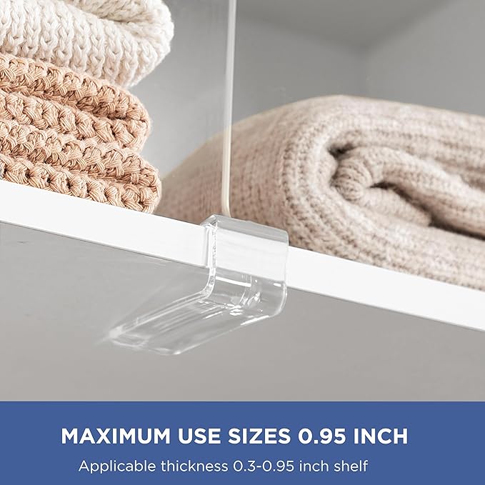 HBlife 24 Pack Clear Shelf Dividers, Vertical Purse Organizer for Closet Perfect for Sweater, Shirts, Handbags in Bedroom and Kitchen, Adjustable Acrylic Bookshelf for Organization