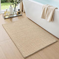 DEXI Bathroom Rugs 24x16, Non Slip Washable Bath Mat, Absorbent Chenille Bathmat, Ultra Soft Thick Carpet for Tub Shower Floor, Beige