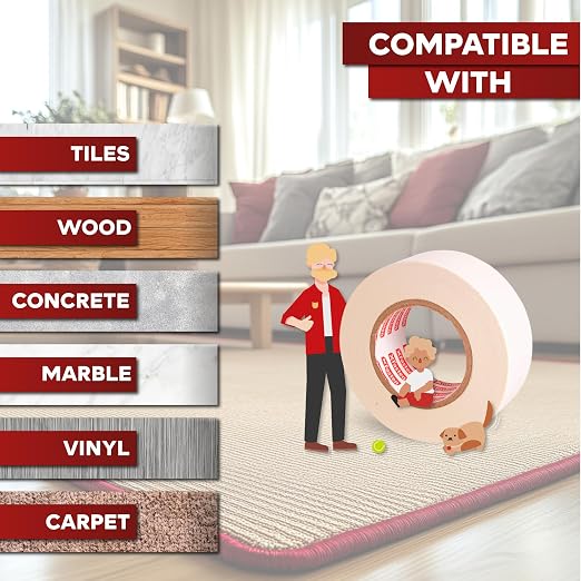 XFasten Double Sided Carpet Tape - 2” x 20yd (3-Pk) Bulk Double Sided Rug Tape for Carpet, Indoor Outdoor Carpet Tape for Area Rugs over Carpet, Strong Adhesion Carpet Binding Tape for Hardwood Floors