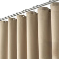Dynamene Extra Wide Shower Curtain - 180 Inch Wide Waffle Weighted Thick Cloth Bathroom Shower Curtain, Neutral Heavy Duty Hotel Shower Curtain Set with 32 Plastic Hooks, 180x72, Beige/Khaki